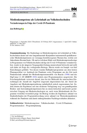 Vorschauseite 1: Medienkompetenz als Lehrinhalt an Volkshochschulen Veränderungen in Folge der Covid-19-Pandemie