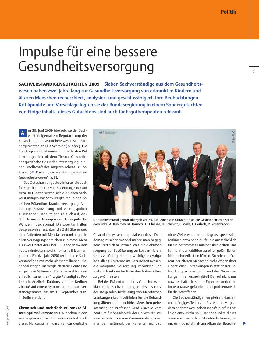 Vorschauseite 1: Sachverständigengutachten 2009 ? Impulse für eine bessere Gesundheitsversorgung