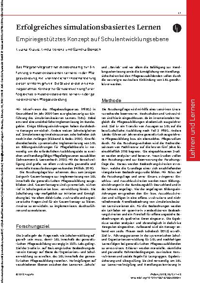 Vorschauseite 1: Erfolgreiches simulationsbasiertes Lernen Empiriegestütztes Konzept auf Schulentwicklungsebene