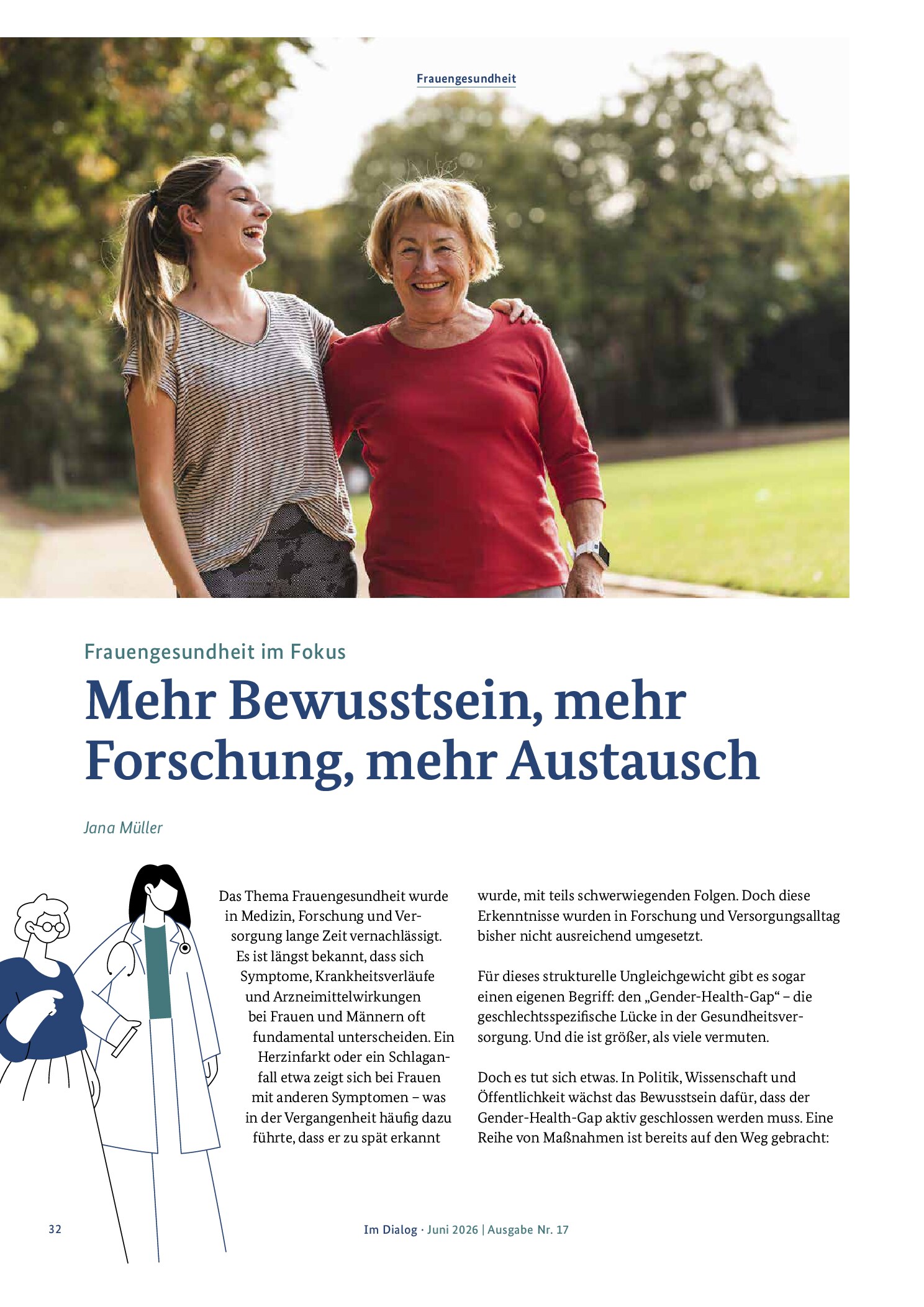 Vorschauseite 1: Frauengesundheit im Fokus. Mehr Bewusstsein, mehr Forschung, mehr Austausch