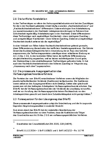 Vorschauseite 5: Der Beschluss des BVerfG vom 11. Dezember 2024 – Stärkung der Tarifautonomie oder mehr Fragen als Antworten?