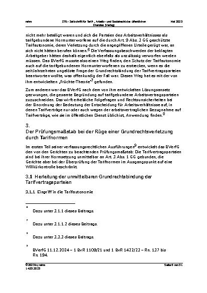 Vorschauseite 6: Der Beschluss des BVerfG vom 11. Dezember 2024 – Stärkung der Tarifautonomie oder mehr Fragen als Antworten?
