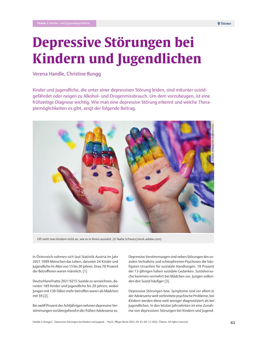 Vorschauseite 1: Depressive Störungen bei Kindern und Jugendlichen