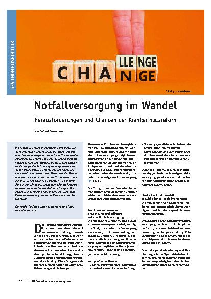 Vorschauseite 1: Notfallversorgung im Wandel Herausforderungen und Chancen der Krankenhausreform
