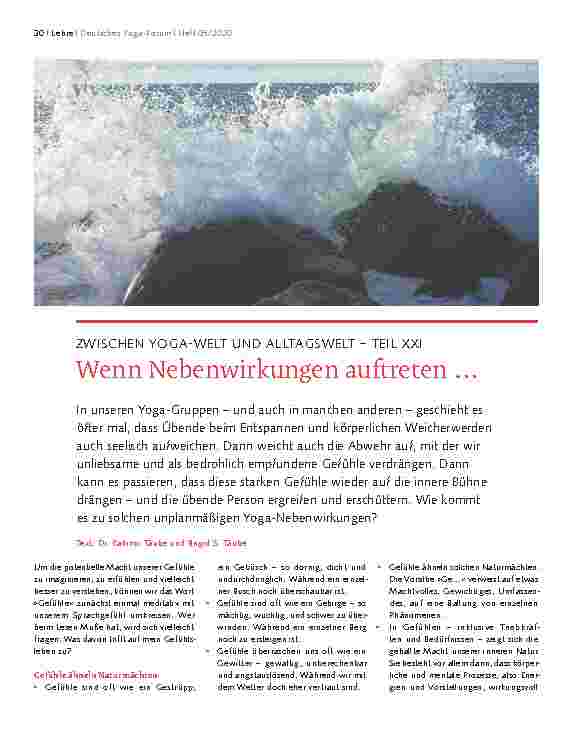 Vorschauseite 1: ZWISCHEN YOGA-WELT UND ALLTAGSWELT – TEIL XXI Wenn Nebenwirkungen auftreten …