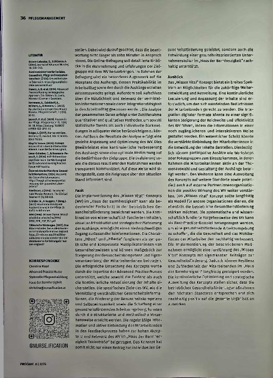 Vorschauseite 5: Verbesserung der Gesundheit als zentrales Ziel Gesundheitsförderungsprojekt „Wissen Vital" erfolgreich implementiert.