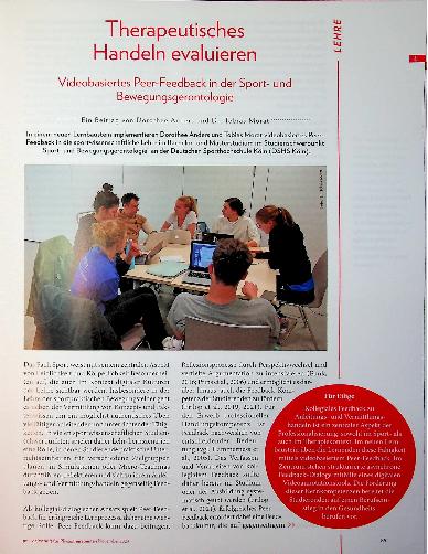 Vorschauseite 1: Therapeutisches Handeln evaluieren: Videobasiertes Peer-Feedback in der Sportund Bewegungsgerontologie