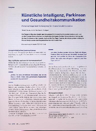 Vorschauseite 1: Künstliche Intelligenz, Parkinson und Gesundheitskommunikation