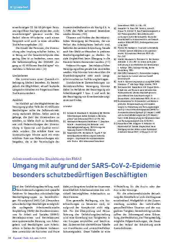 Vorschauseite 1: Arbeitsmedizinische Empfehlung des BMAS: Umgang mit aufgrund der SARS-CoV-2-Epidemie besonders schutzbedürftigen Beschäftigten
