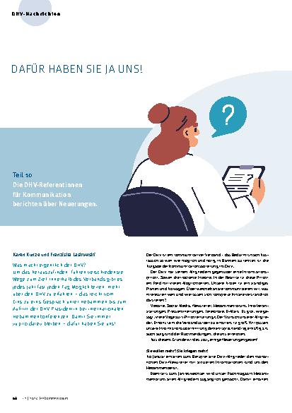 Vorschauseite 1: Dafür haben Sie ja uns Teil 10: Die DHV-Referentinnen für Kommunikation berichten über Neuerungen.
