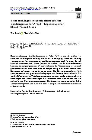 Vorschauseite 1: Videoberatungen im Beratungsangebot der Bundesagentur für Arbeit – Ergebnisse einer Mixed-Methods-Studie