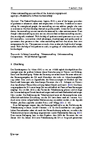 Vorschauseite 2: Videoberatungen im Beratungsangebot der Bundesagentur für Arbeit – Ergebnisse einer Mixed-Methods-Studie