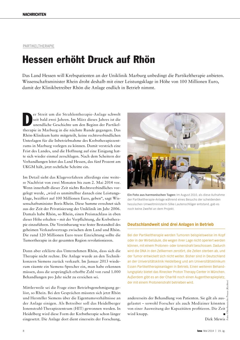 Vorschauseite 1: Hessen erhöht Druck auf Rhön