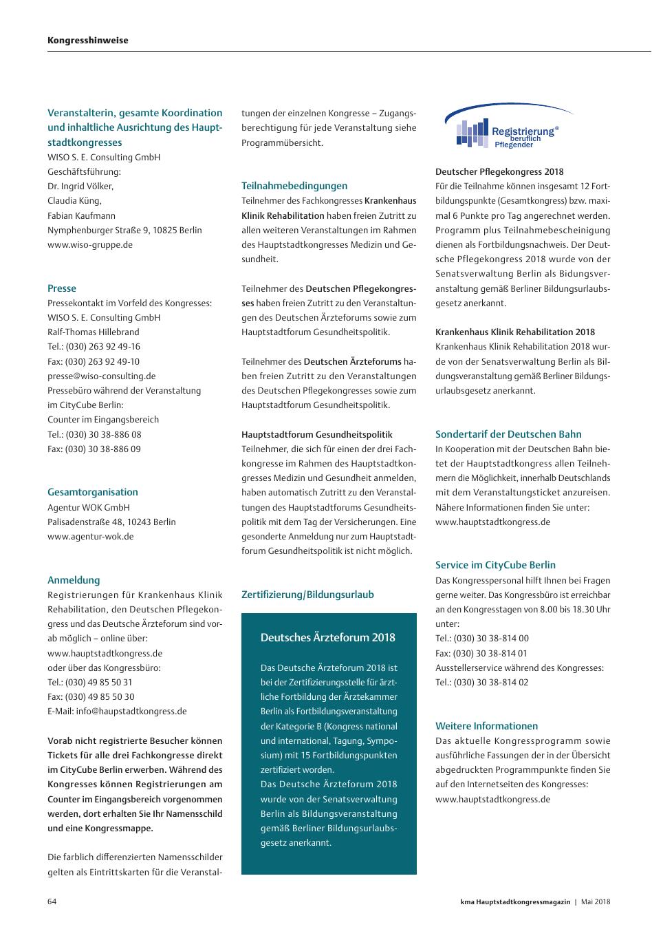 Vorschauseite 1: Kongresshinweise