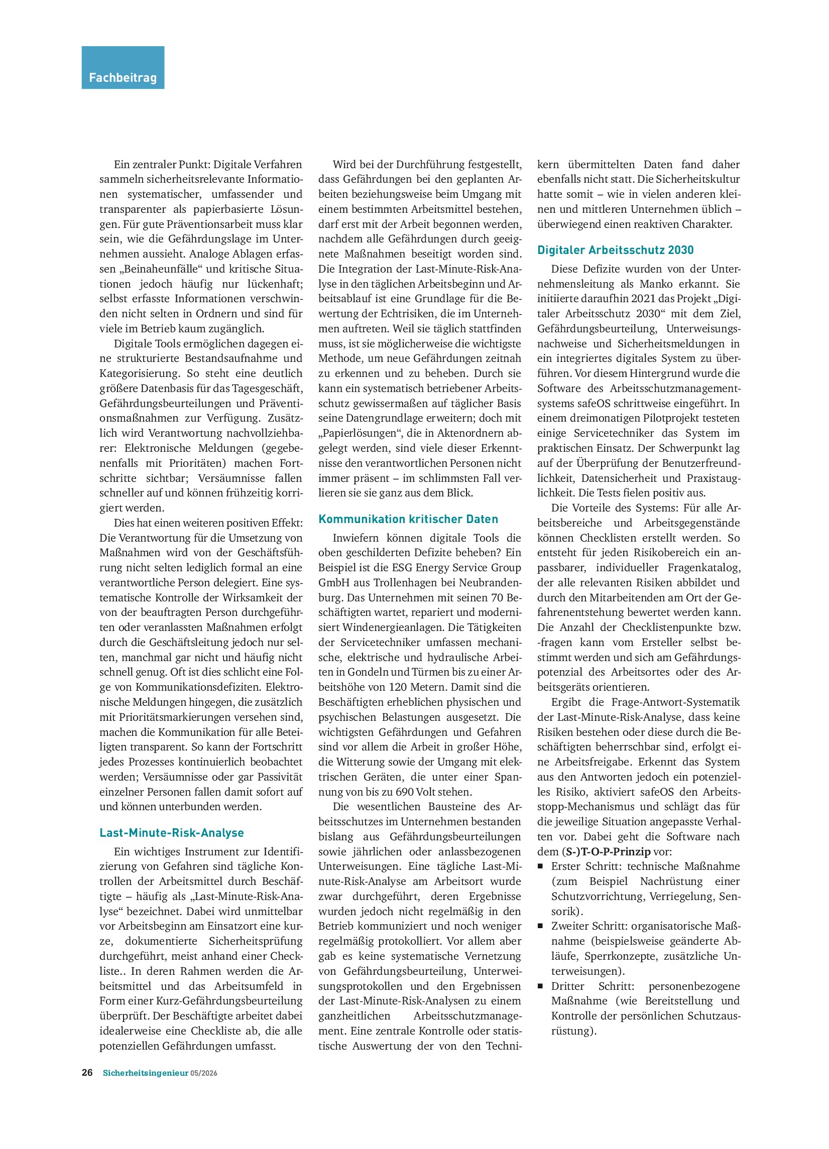 Vorschauseite 2: Die positive Seite der Digitalisierung – Arbeitsschutz auf einem neuen Level