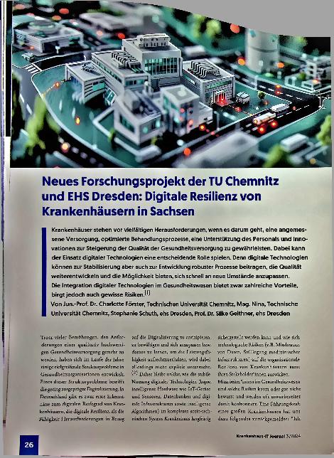 Vorschauseite 1: Neues Forschungsprojekt der TU Chemnitz und EHS Dresden: Digitale Resilienz von Krankenhäusern in Sachsen