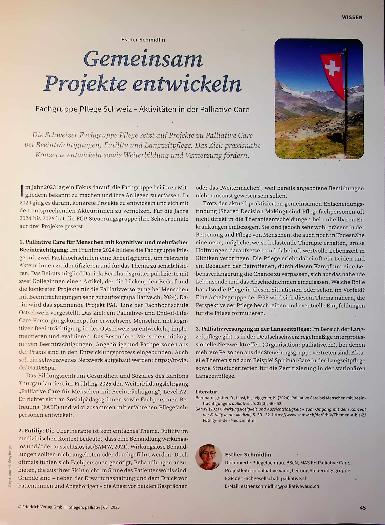 Vorschauseite 1: Gemeinsam Projekte entwickeln Fachgruppe Pflege Schweiz-Aktivitäten in der Palliative Care