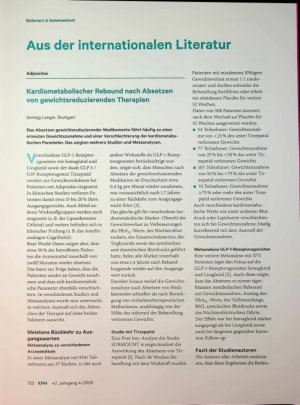 Vorschauseite 1: Kardiometabolischer Rebound nach Absetzen von gewichtsreduzierenden Therapien