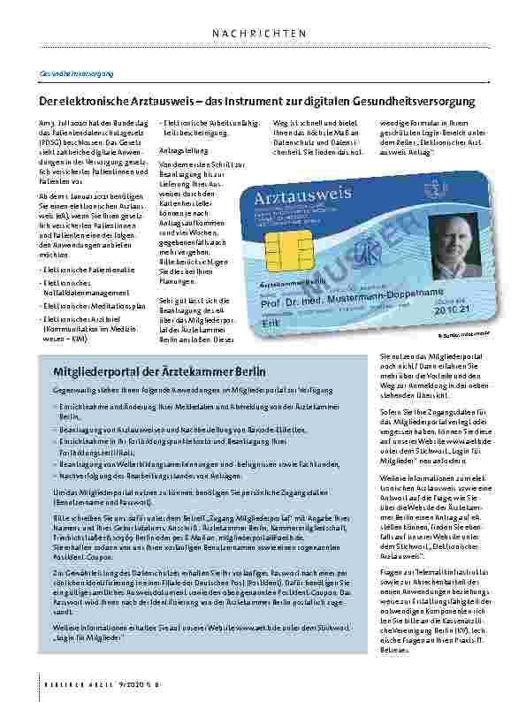 Vorschauseite 1: Der elektronische Arztausweis – das Instrument zur digitalen Gesundheitsversorgung