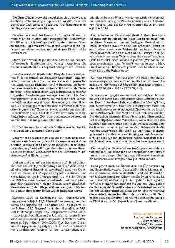 Vorschauseite 2: Sorge oder Care-Arbeit in Zeiten von Corona