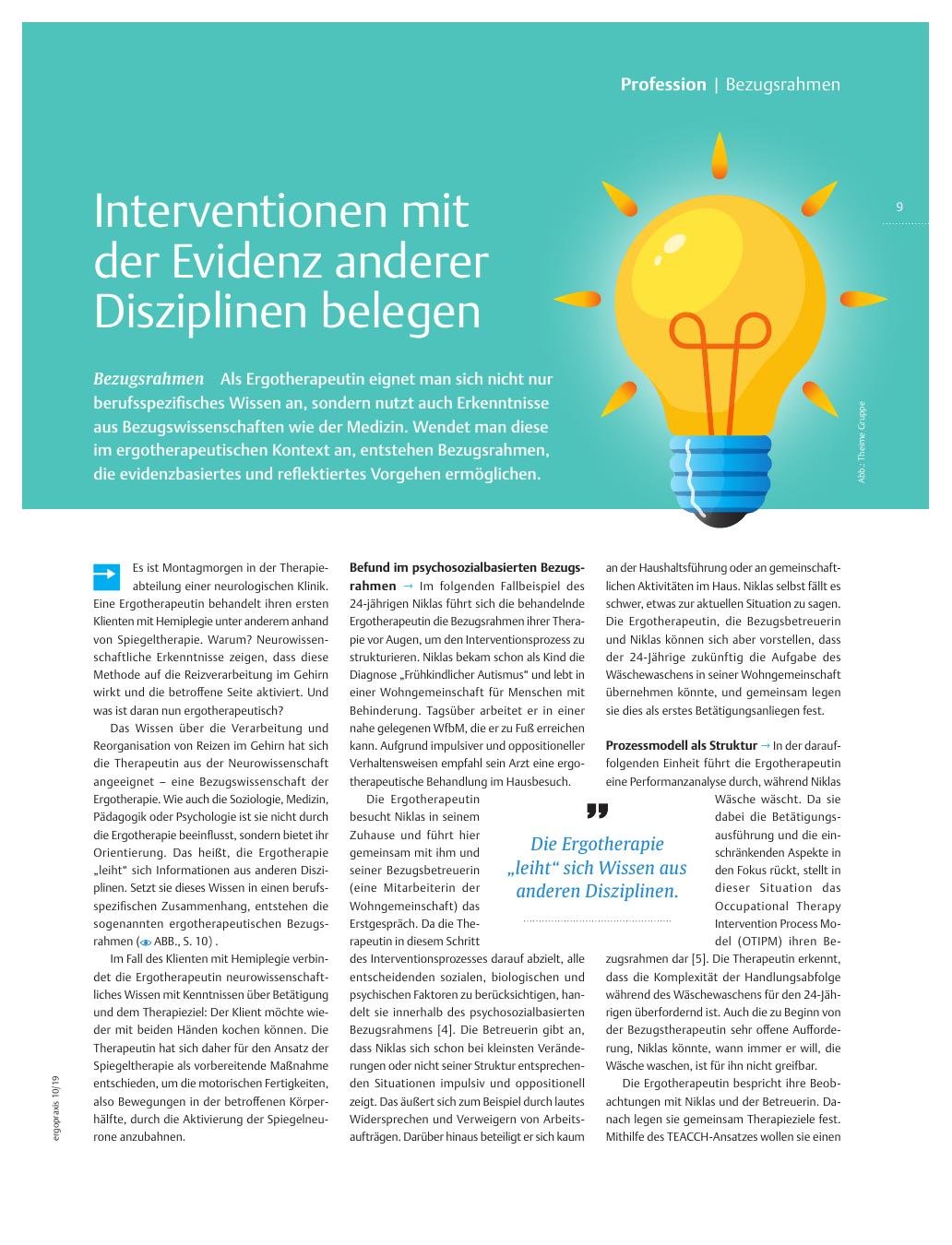 Vorschauseite 1: Interventionen mit der Evidenz anderer Disziplinen belegen? Bezugsrahmen