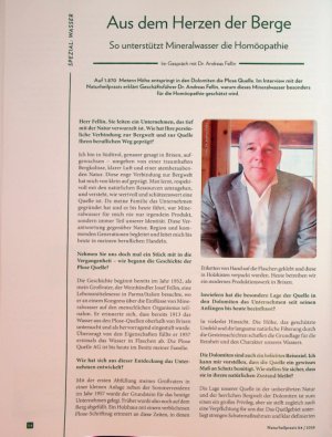 Vorschauseite 1: Aus dem Herzen der Berge So unterstützt Mineralwasser die Homöopathie