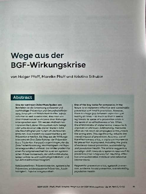 Vorschauseite 1: Wege aus der BGF-Wirkungskrise