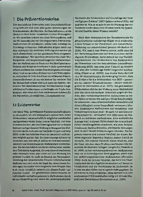 Vorschauseite 2: Wege aus der BGF-Wirkungskrise