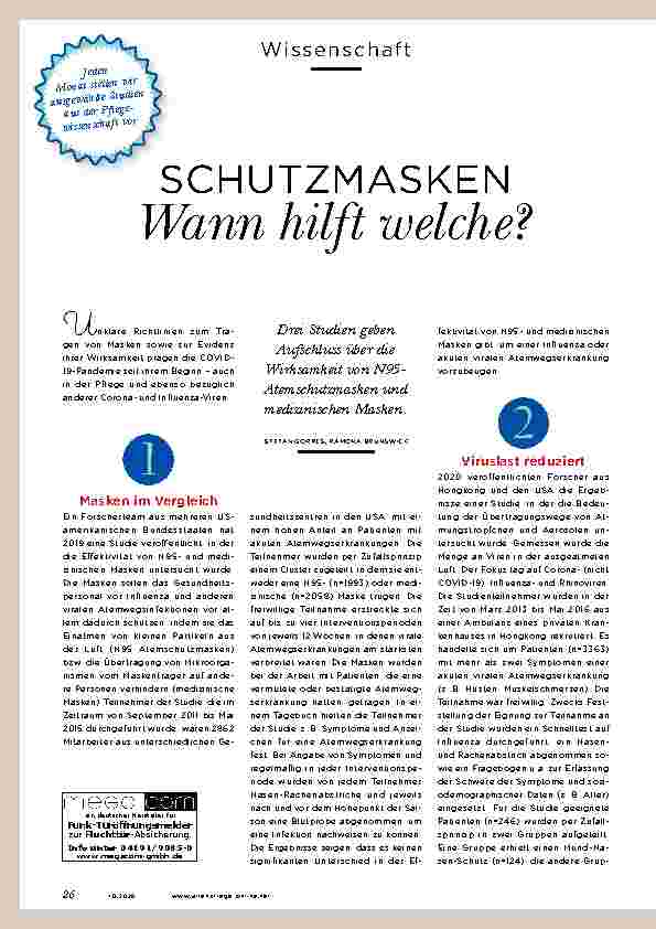 Vorschauseite 1: SCHUTZMASKEN Wann hilft welche?