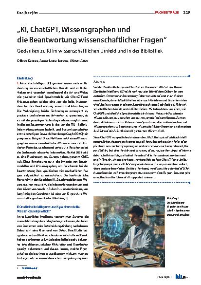 Vorschauseite 1: „KI, ChatGPT, Wissensgraphen und die Beantwortung wissenschaftlicher Fragen“