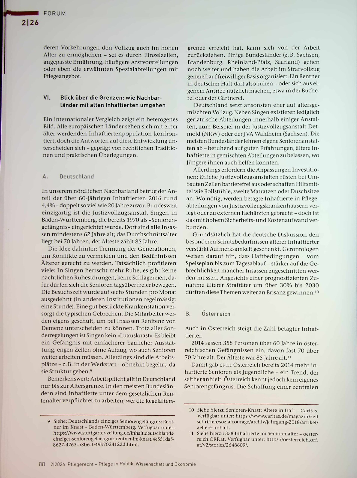 Vorschauseite 4: Alternde Gefängnispopulation: Herausforderungen für Strafvollzug und Gesundheit sowie Pflegeappell