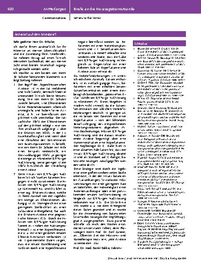 Vorschauseite 2: Leserbrief zum CME-Beitrag: Kalium – was Intensivmedizinerinnen und Intensivmediziner wissen sollten