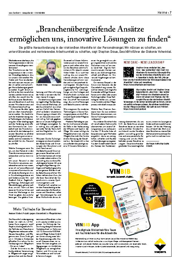 Vorschauseite 1: "Branchenübergreifende Ansätze ermöglichen uns, innovative Lösungen zu finden."