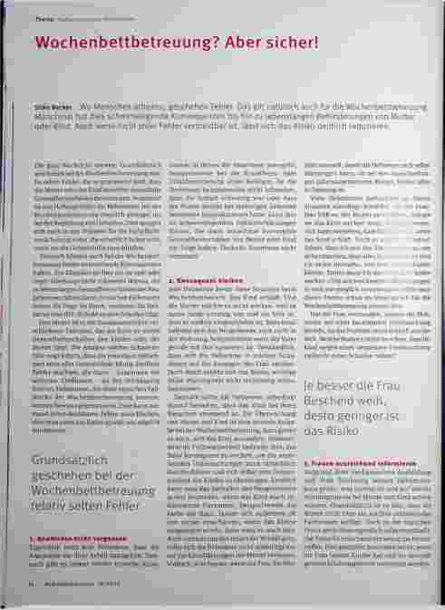 Vorschauseite 1: Wochenbettbetreuung? Aber sicher!