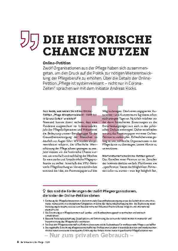 Vorschauseite 1: DIE HISTORISCHE CHANCE NUTZEN