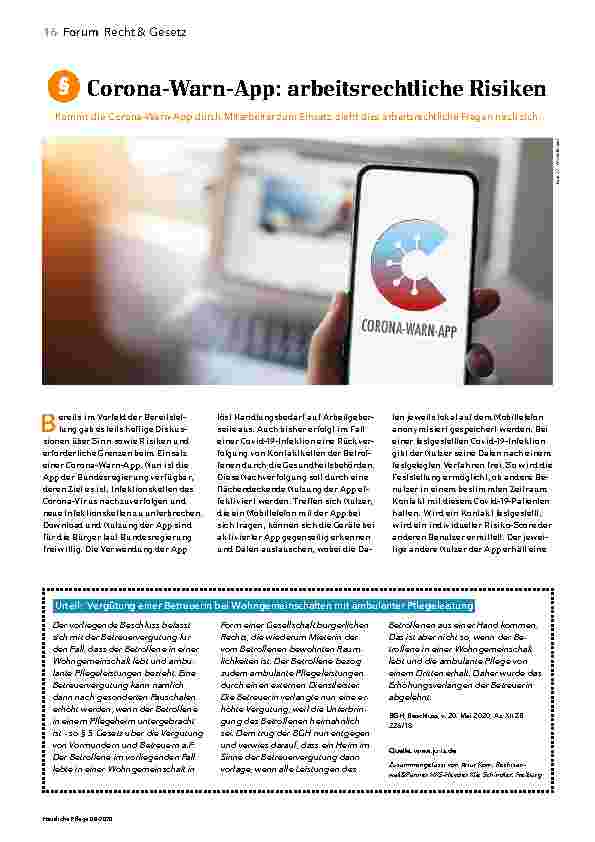 Vorschauseite 1: Corona-Warn-App: arbeitsrechtliche Risiken