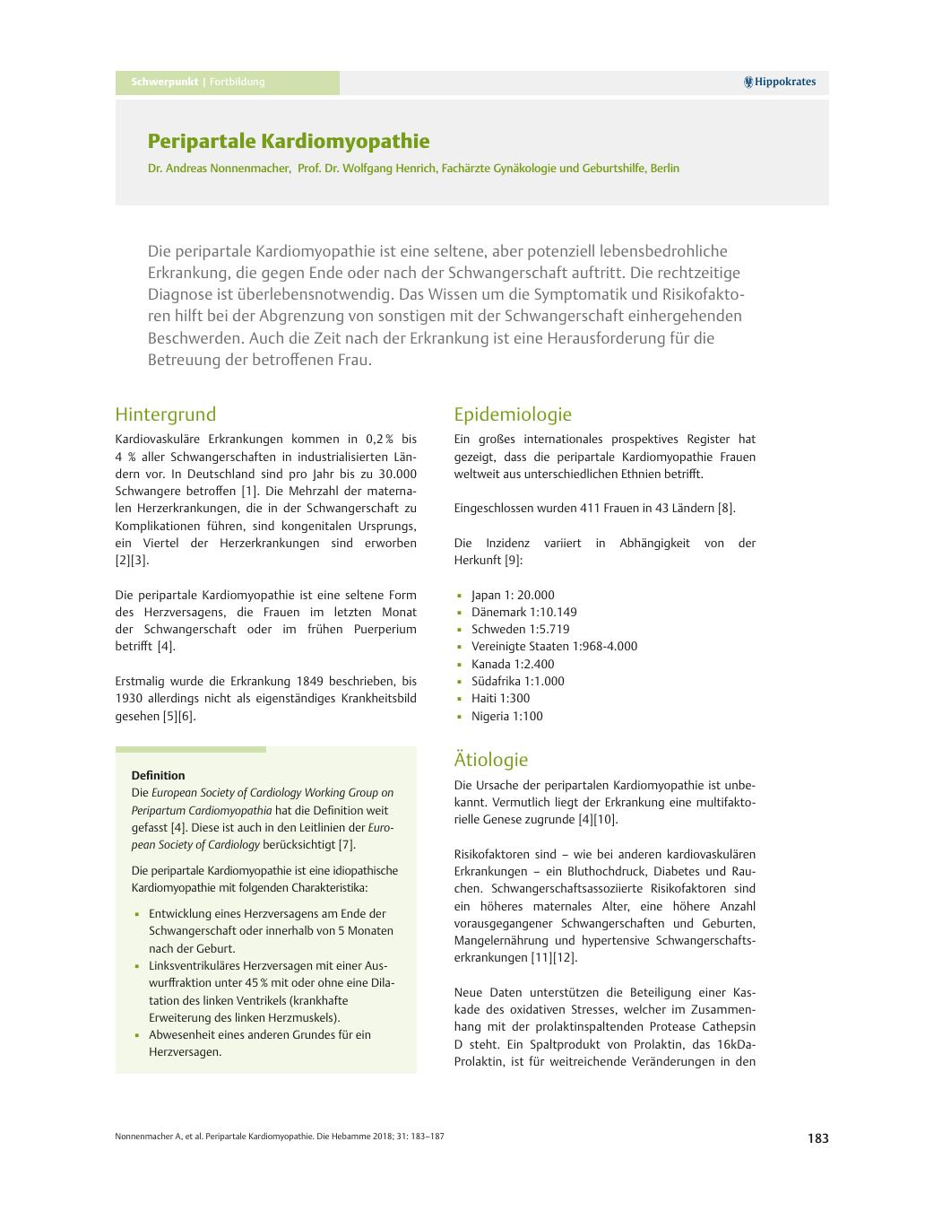 Vorschauseite 1: Peripartale Kardiomyopathie