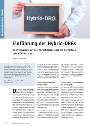 Vorschauseite 1: Einführung der Hybrid-DRGs Auswirkungen auf die Abrechnungslogik im Verhältnis zum AOP-Katalog