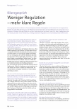 Vorschauseite 1: Bilanzgespräch: Weniger Regulierung - mehr klare Regeln