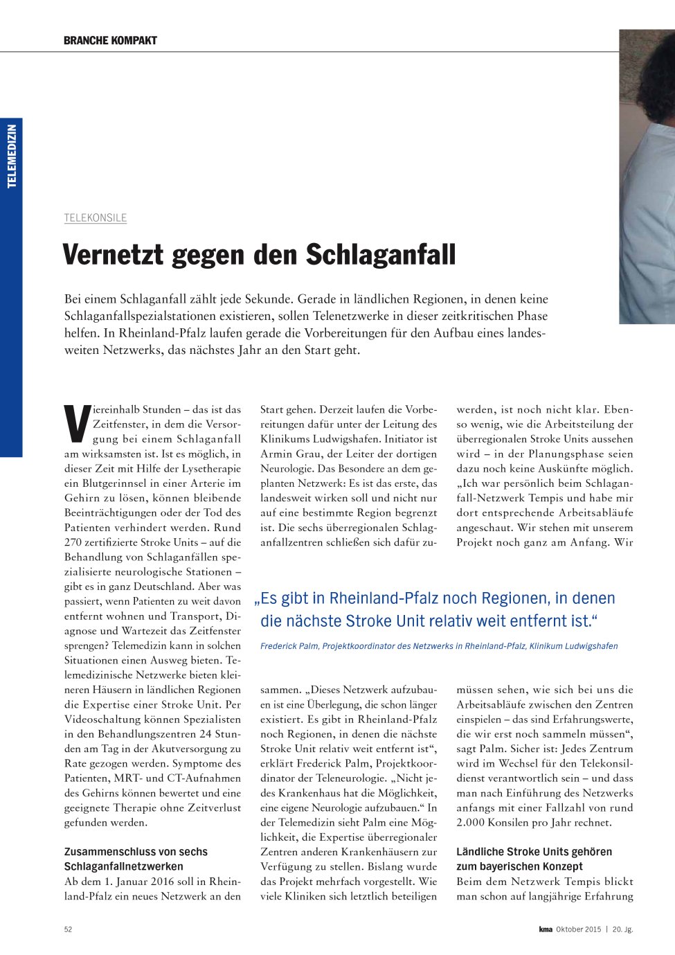 Vorschauseite 1: Vernetzt gegen den Schlaganfall