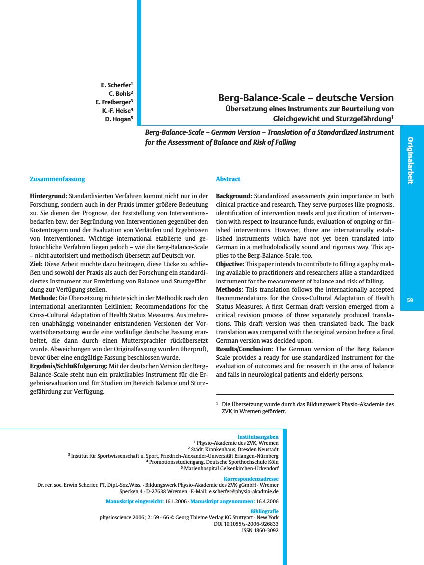 Vorschauseite 1: Berg-Balance-Scale - deutsche Version