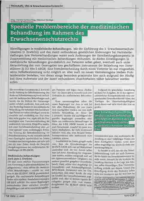 Vorschauseite 1: Spezielle Problembereiche der medizinischen Behandlung im Rahmen des Erwachsenenschutzrechts