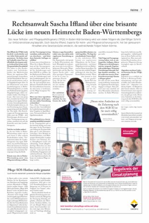 Vorschauseite 1: Rechtsanwalt Sascha Iffland über eine brisante Lücke im neuen Heimrecht Baden-Württembergs