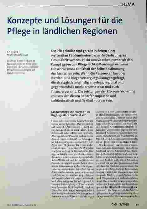 Vorschauseite 1: Konzepte und Lösungen für die Pflege in ländlichen Regionen
