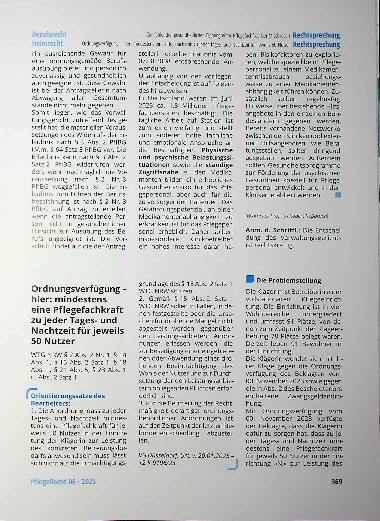 Vorschauseite 1: Ordnungsverfügung - hier: mindestens eine Pflegefachkraft zu jeder Tagesund Nachtzeit für jeweils 50 Nutzer