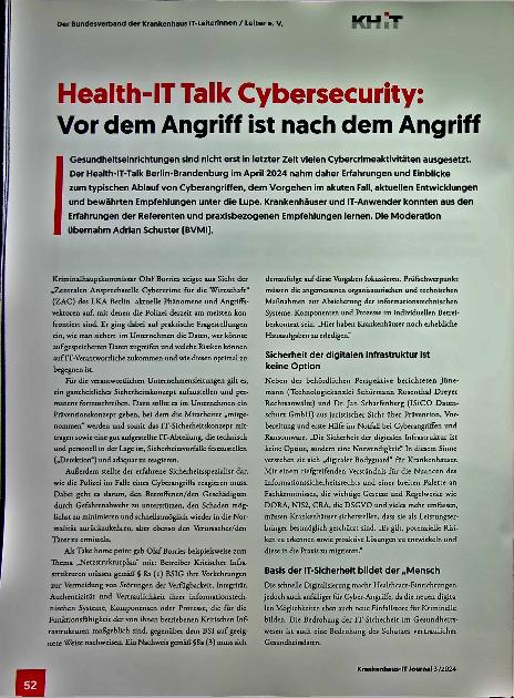 Vorschauseite 1: Health-IT Talk Cybersecurity: Vor dem Angriff ist nach dem Angriff
