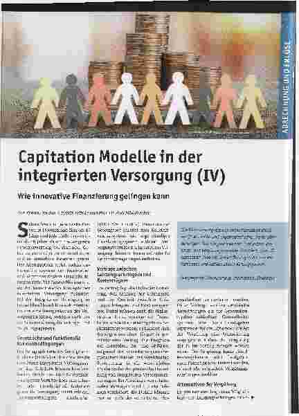 Vorschauseite 1: Capitation-Modelle in der integrierten Versorgung (IV). Wie innovative Finanzierung gelingen kann.
