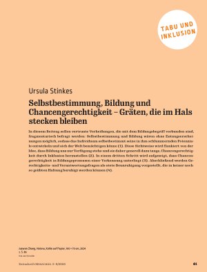 Vorschauseite 2: Selbstbestimmung, Bildung und Chancengerechtigkeit – Gräten, die im Hals stecken bleiben