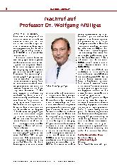 Vorschauseite 1: Nachruf auf Professor Dr. Wolfgang Müllges