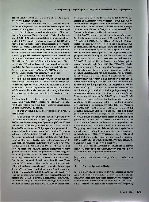 Vorschauseite 3: Zum Personalvertretungsrecht Vergütung für die Tätigkeit als Vorsitzender einer Einigungsstelle.